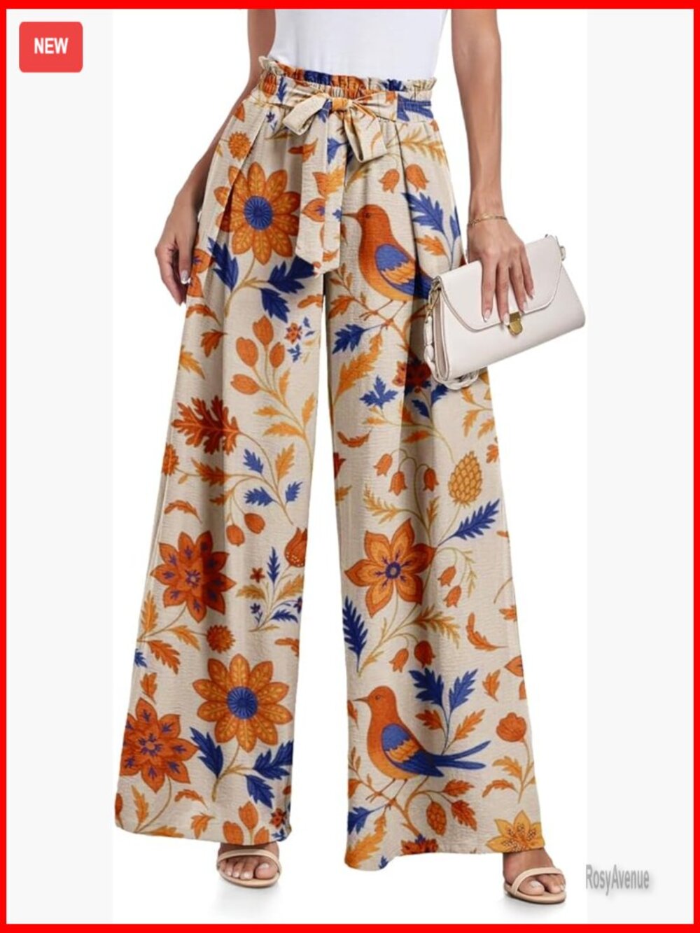 Wide Leg Palazzo Pants High Waisted Tie Knot Flowy Trousers with Pockets